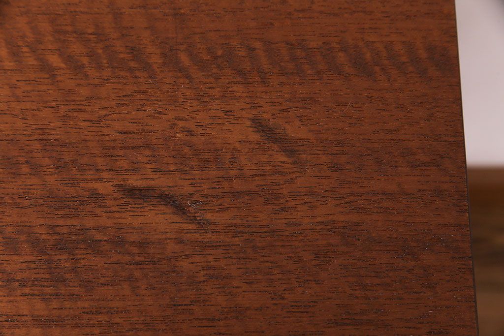 レトロ家具　昭和レトロ　ラワン材一枚板　古い木の質感が味わい深い鉄脚テーブル(コンソールテーブル、作業台)