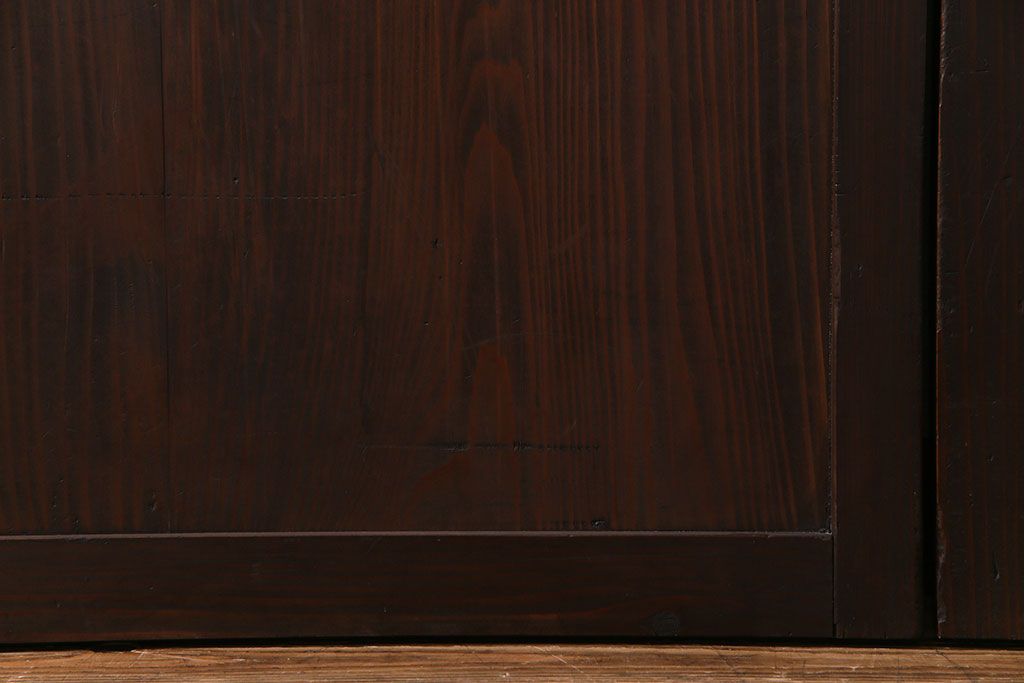 和製アンティーク　和モダンの雰囲気漂う縦桟の美しいガラス入り格子戸(引き戸、仕切り戸、建具)2枚組