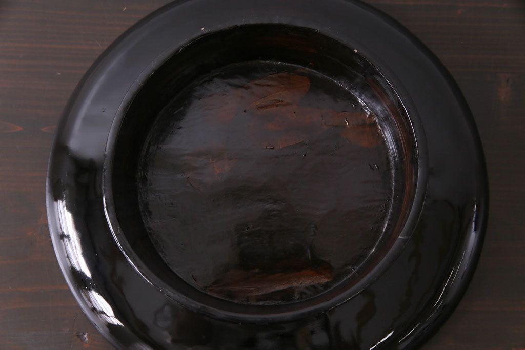 和製アンティーク　会津漆器　和の風情溢れる食卓におすすめの高台付き丸盆(丸膳)(3)