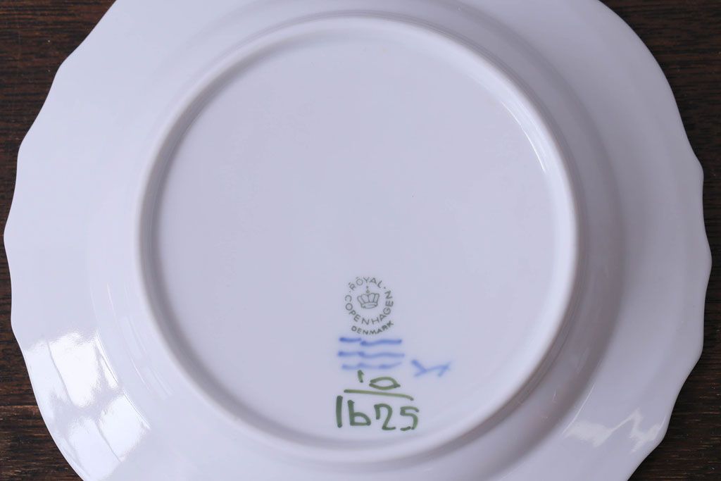 アンティーク雑貨　中古　ROYAL COPENHAGEN(ロイヤルコペンハーゲン)　ブルーフラワー　カーブ　17.5cmプレート(洋食器)3枚セット