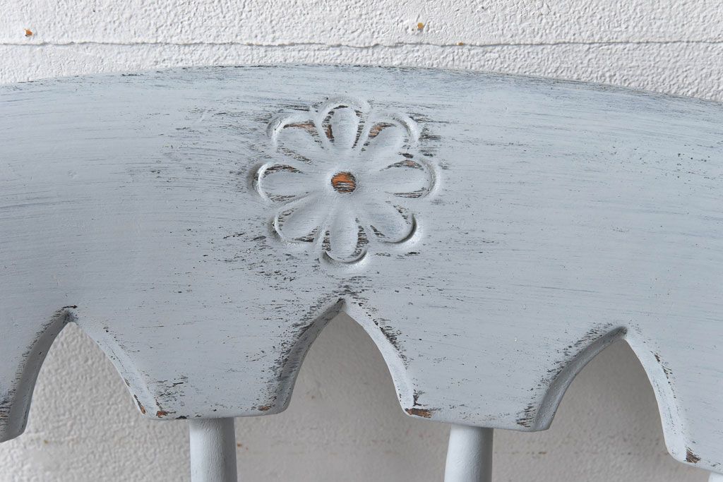 アンティーク家具　イギリスアンティーク　シャビーシックな淡いカラーがお洒落なペイントチェア(椅子、ヴィクトリアンチェア)