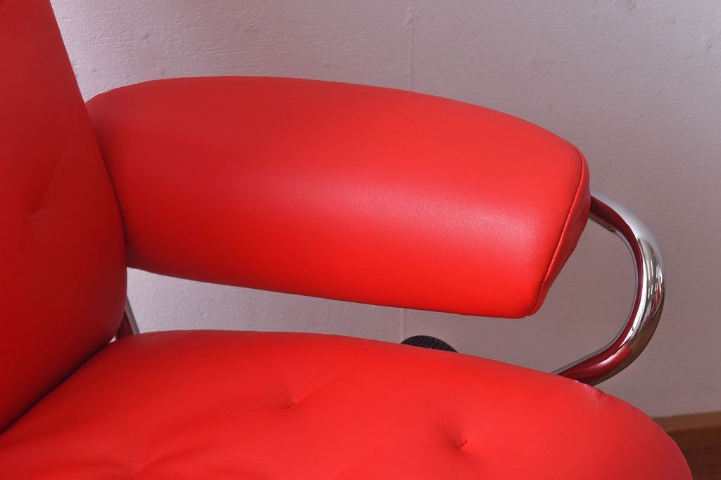 中古　EKORNES(エコーネス)　ストレスレスメトロハイバックチェア・オットマン　トマト(定価合わせて約32万円)(1)