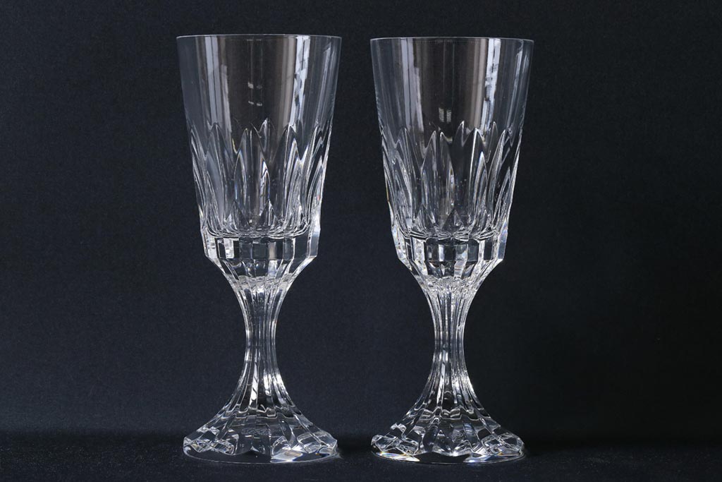 中古　Baccarat(バカラ)　アサス　ウォーターゴブレットグラス(ワイングラス、酒器、ガラス)2脚セット(3)