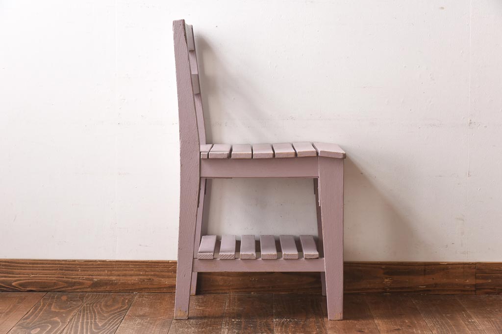 ペイント家具　棚付き　ナチュラルスタイルにぴったりなチェア(キッズチェア、椅子)(2)