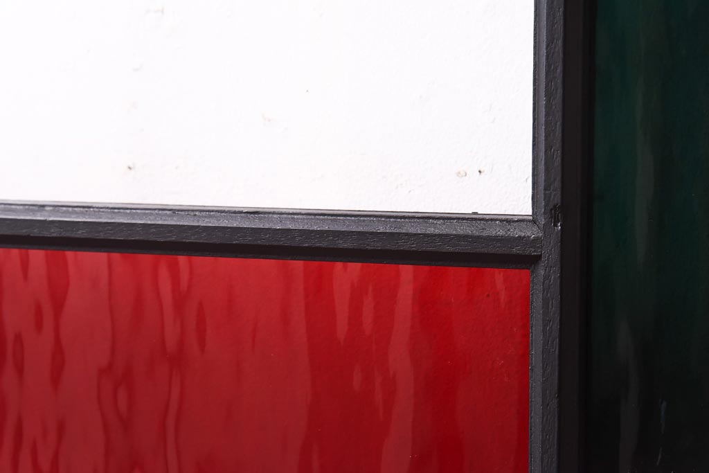 ペイント　色ガラス入り　モダンな雰囲気漂うガラス戸(引き戸、窓)2枚セット