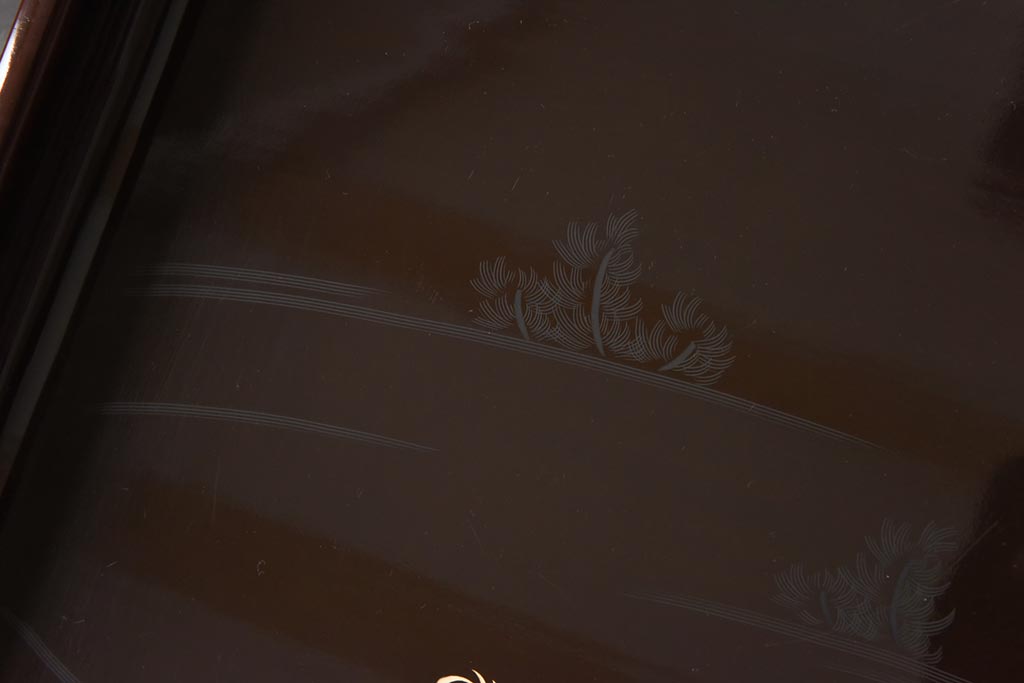 和製アンティーク　鯉の図　和の雰囲気漂う漆塗りのお膳(お盆、トレー)3枚セット