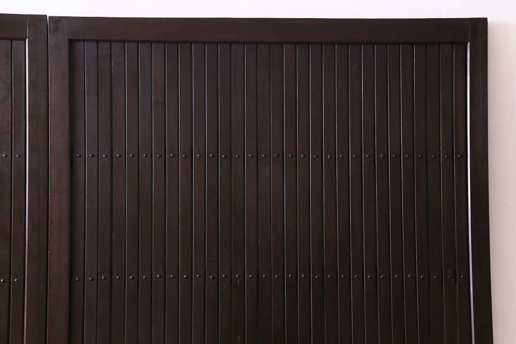 和製アンティーク　ヒノキ材　洗練された和モダンの空間におすすめの平格子戸(引き戸、建具)2枚組