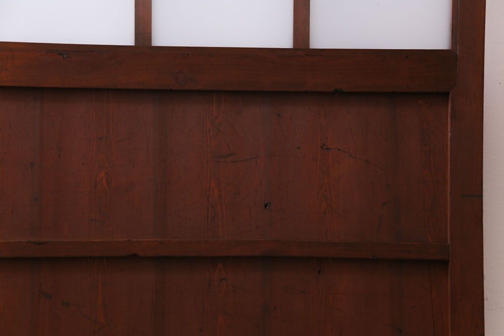 和製アンティーク　ヒノキ材　リメイク　色ガラスレトロモダンな印象の蔵戸(建具、引き戸、格子戸、マス目、升目)