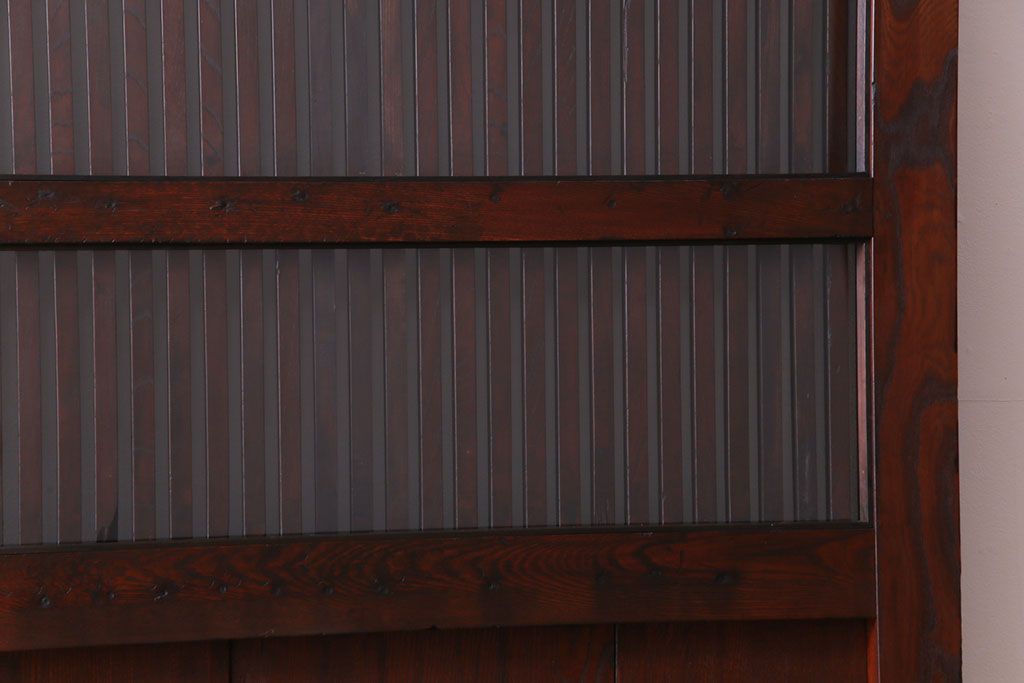 和製アンティーク　明治期　総ケヤキ材　上品で重厚感のある格子蔵戸(引き戸、建具、玄関戸)