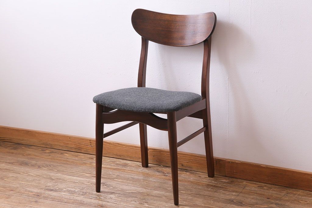 ヴィンテージ家具 北欧ビンテージ チーク材 なめらかな形がおしゃれなダイニングチェア(ワークチェア、椅子)(1) ラフジュ工房