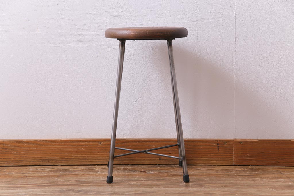 ラフジュ工房オリジナル　コンパクトで可愛らしいスツール(鉄脚チェア、椅子)(1)