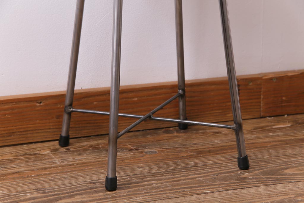 ラフジュ工房オリジナル　細身の鉄脚が格好いい丸スツール(チェア、椅子)(3)