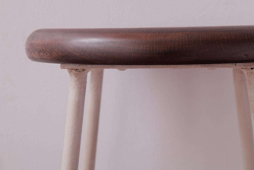ラフジュ工房オリジナル　ペイントチェア　ナチュラルな雰囲気がお洒落な鉄脚丸スツール(チェア、椅子)(1)
