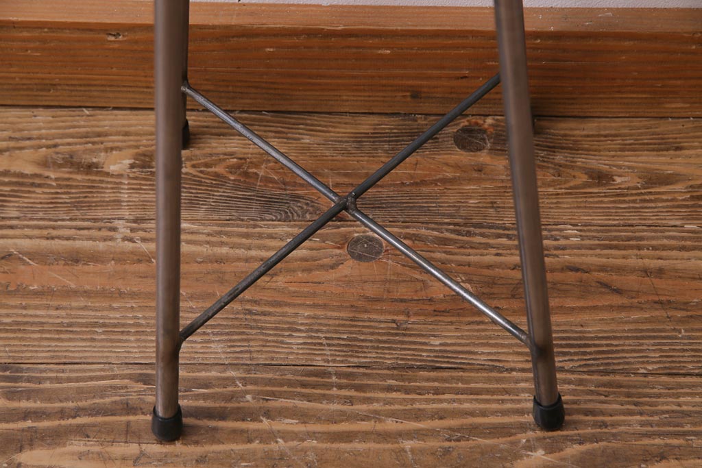 ラフジュ工房オリジナル　シンプルでお洒落な丸型スツール(椅子、鉄脚チェア)