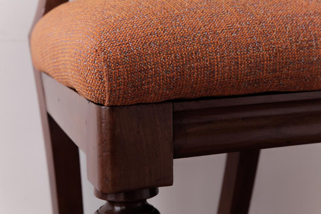 【K様ご成約品】フランスアンティーク　マホガニー材　優美なデザインの上品なチェア(ダイニングチェア、椅子)