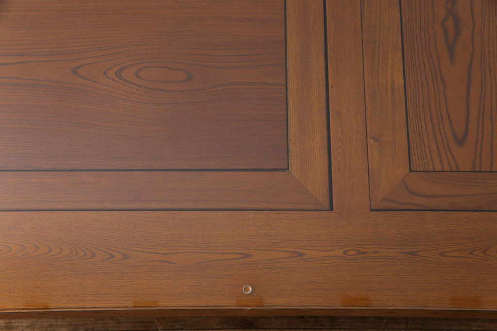 中古　総ケヤキ材　ガラス天板付き　四尺　杢目が美しい関西火鉢(長火鉢、囲炉裏、テーブル)(1)