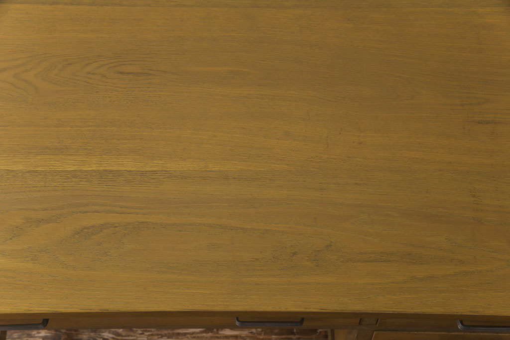 レトロ家具　昭和中期　ナラ材　昭和レトロな雰囲気が魅力の片袖机(作業台、ワークデスク、在宅ワーク、在宅用)