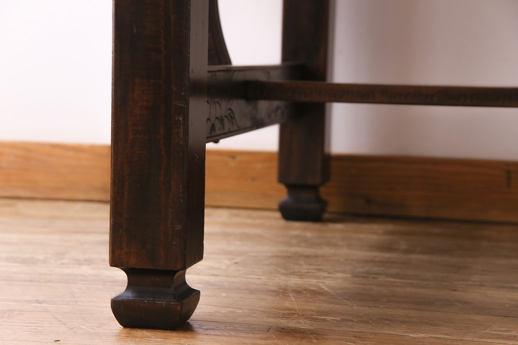 アンティーク家具　特注品　激レア!　華やかさが際立つ軽井沢彫りバタフライテーブル(エクステンションテーブル、ダイニングテーブル)