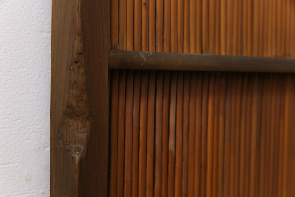 昭和中期　竹の桟が風情を漂わせるアンティーク御簾戸(簾戸、簀戸、葭戸、夏障子、夏戸、葦戸)2枚セット