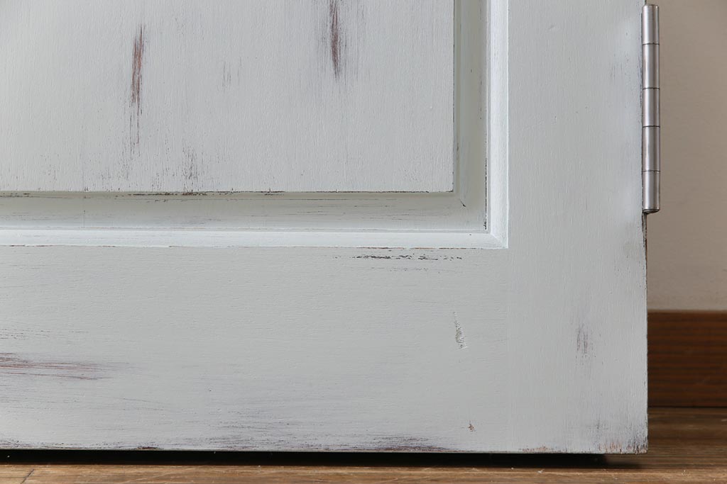 イギリスアンティーク　チーク材　両開き　シャビーシックな雰囲気がお洒落なペイント親子ドア(建具、木製扉)
