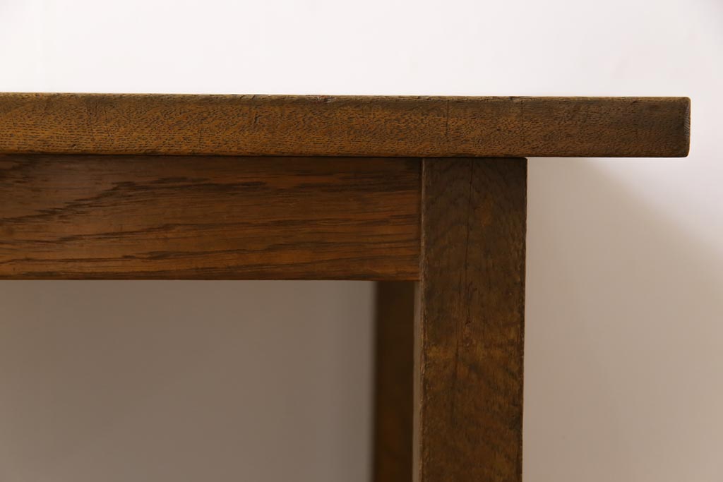 リメイク家具　ナラ材　素朴な木の風合いがレトロなセンターテーブル(ローテーブル、リビングテーブル、作業台)(1)