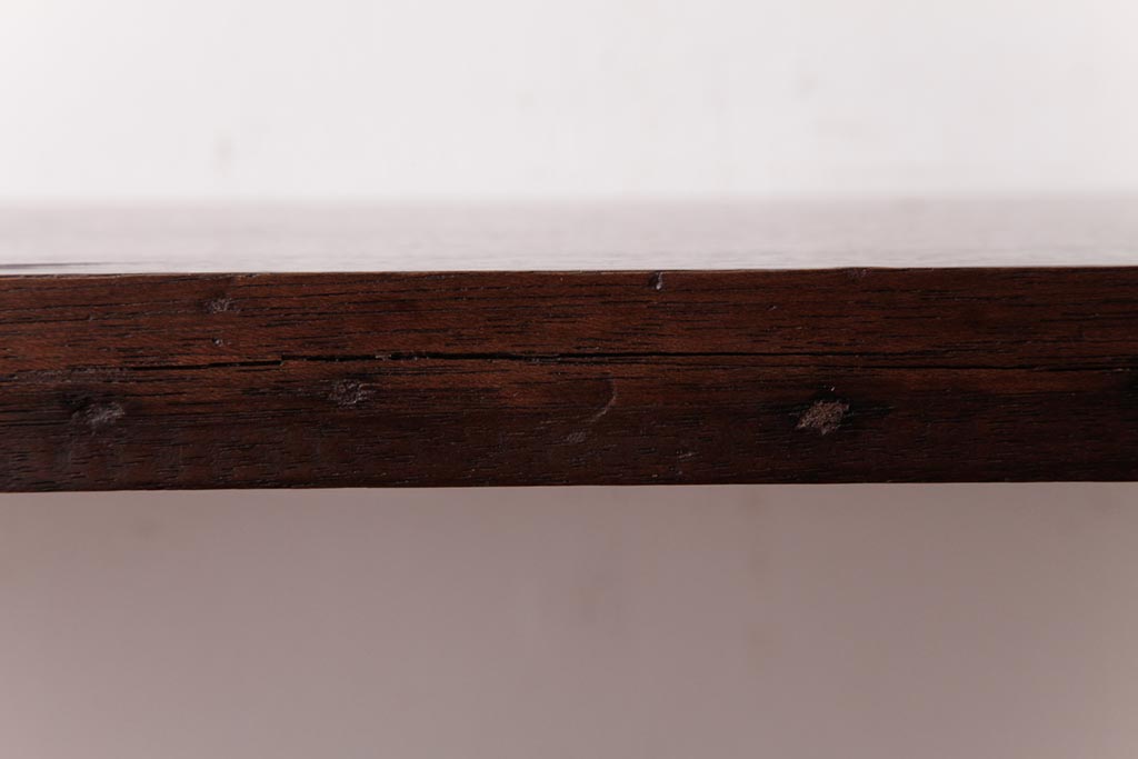 ラフジュ工房オリジナル　古い木の質感が味わい深いシンプルな鉄脚サイドテーブル(センターテーブル、花台、飾り台)
