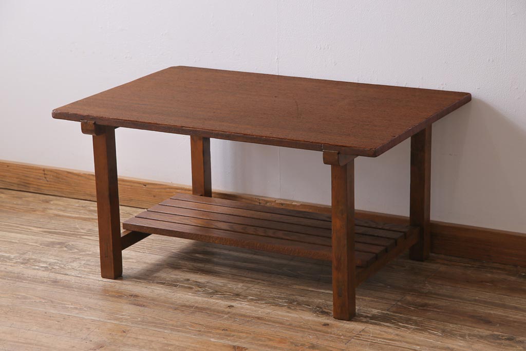リメイク家具 ラワン材 懐かしさのある木肌が魅力的なセンターテーブル(ローテーブル、リビングテーブル、作業台) ラフジュ工房