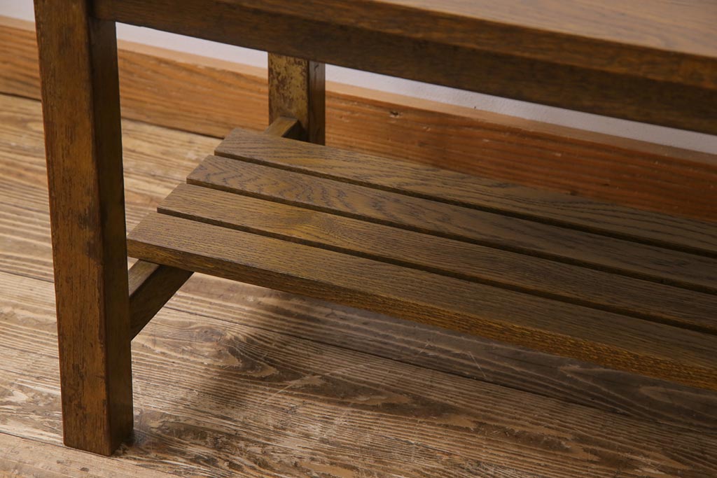 リメイク家具　ナラ材　懐かしさ感じる木味が魅力的なセンターテーブル(ローテーブル、リビングテーブル、作業台)(1)