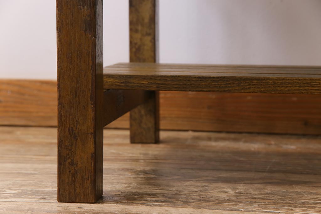 リメイク家具　ナラ材　懐かしさ感じる木味が魅力的なセンターテーブル(ローテーブル、リビングテーブル、作業台)(1)