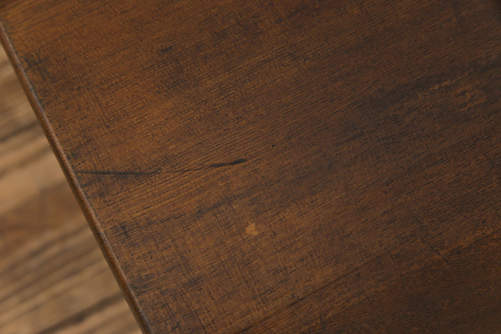 レトロ家具　昭和レトロ　栓材一枚板　懐かしさ漂う柔らかな風合いが魅力の角ちゃぶ台(座卓、ローテーブル)