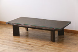 古材使用　鉄脚　インダストリアルの空間にもおすすめなリメイクテーブル(ローテーブル、カフェテーブル)(2)