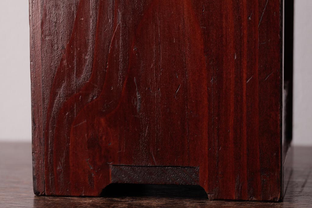 アンティーク雑貨　和製アンティーク　スライド式扉の縦型小物入れ(収納箱、木箱)