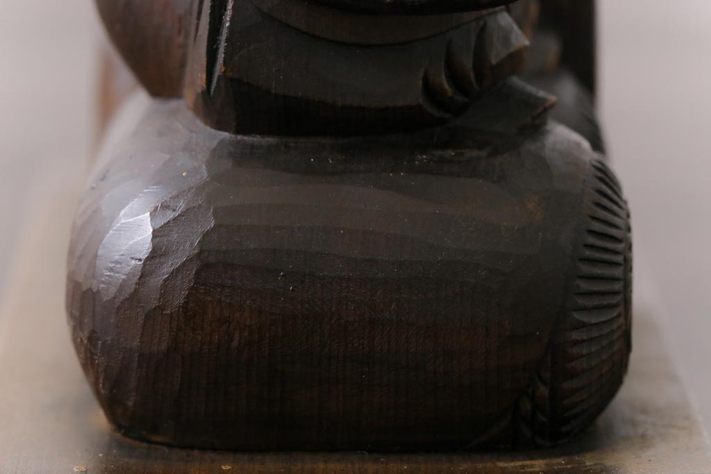 アンティーク雑貨　和製アンティーク　大黒天・恵比寿天　柔らかな表情が縁起の良い木彫りの置物