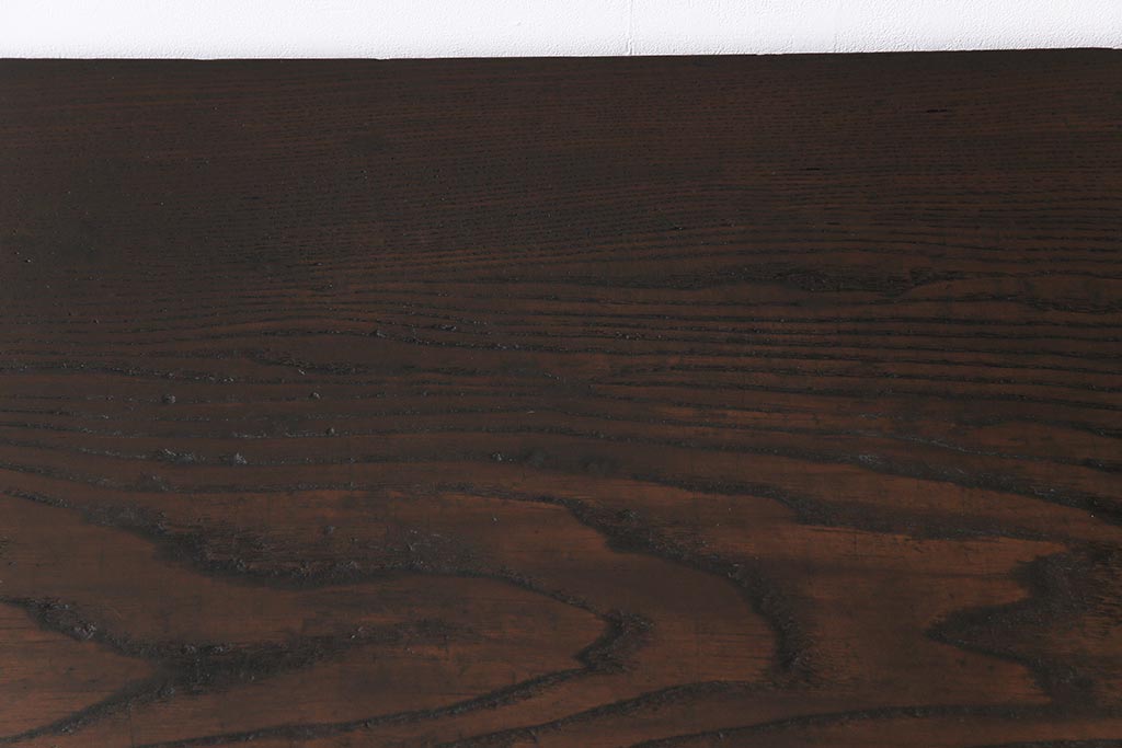 リメイク家具　栗材一枚板　古材の持つ味わいが魅力の鉄脚テーブル(カフェテーブル、作業台)