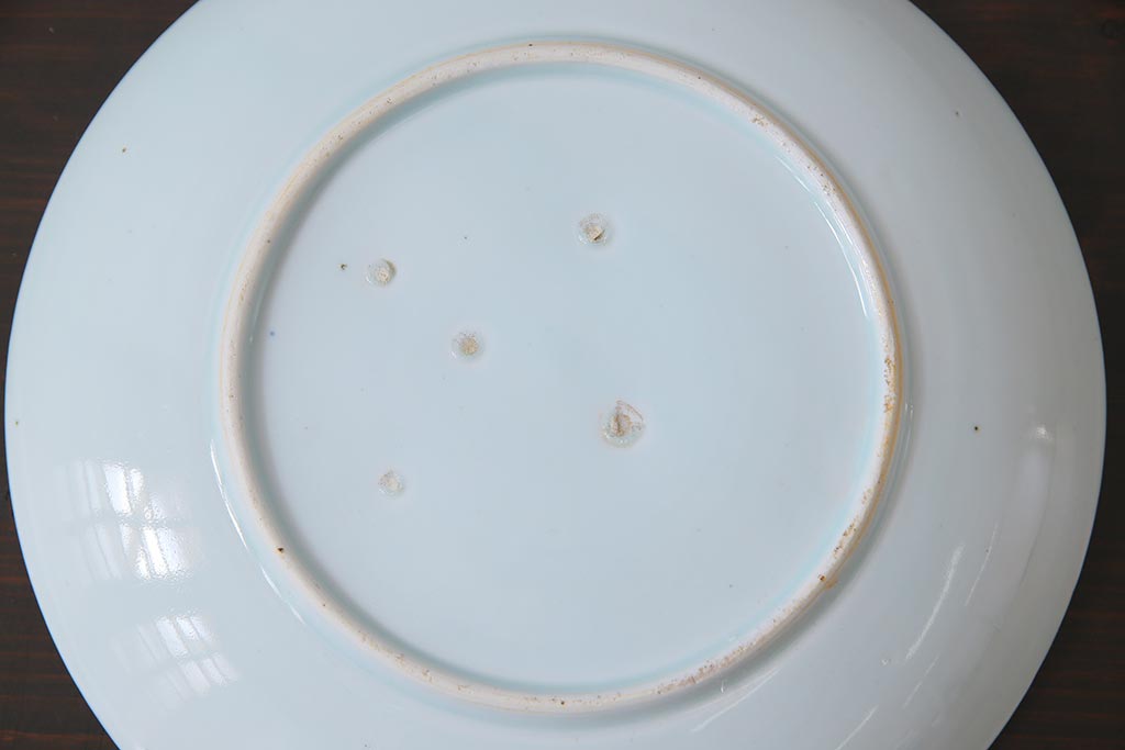 古民具・骨董　幕末期　山水図　趣深いアンティークの大皿(和食器)