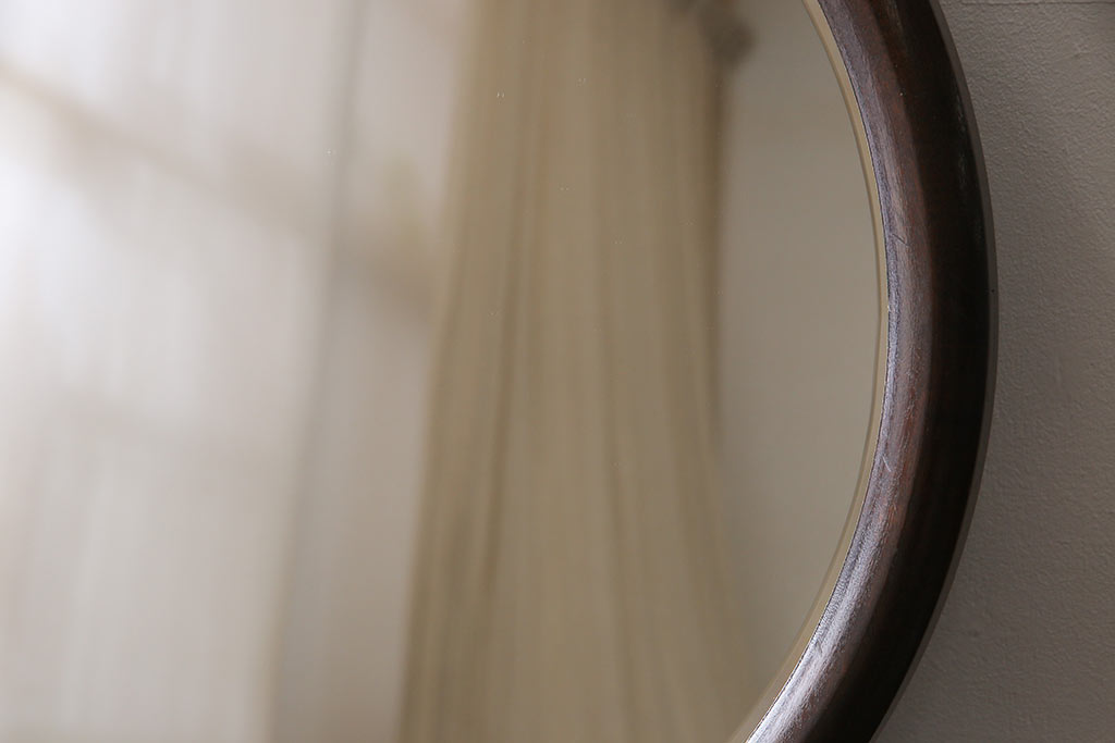 中古　松本民芸家具　丸型一面鏡のドレッサー(鏡台、ミラー)(定価約34万円)