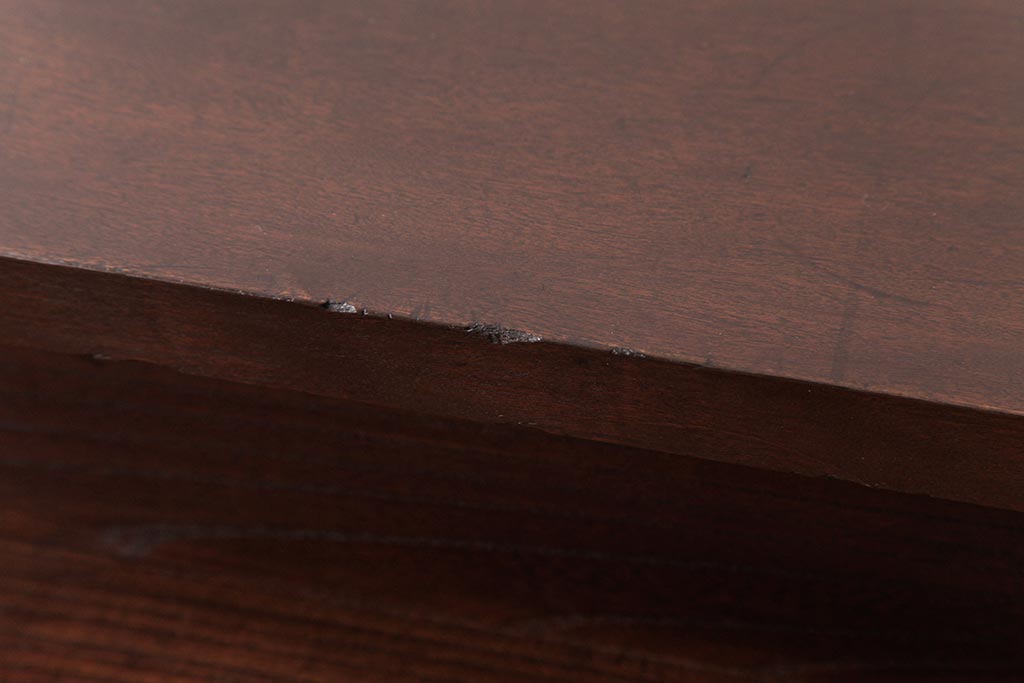 アンティーク家具　和製アンティーク　栃の木・ケヤキ材　力強い杢目が目を引く置き床(ローボード、飾り台)