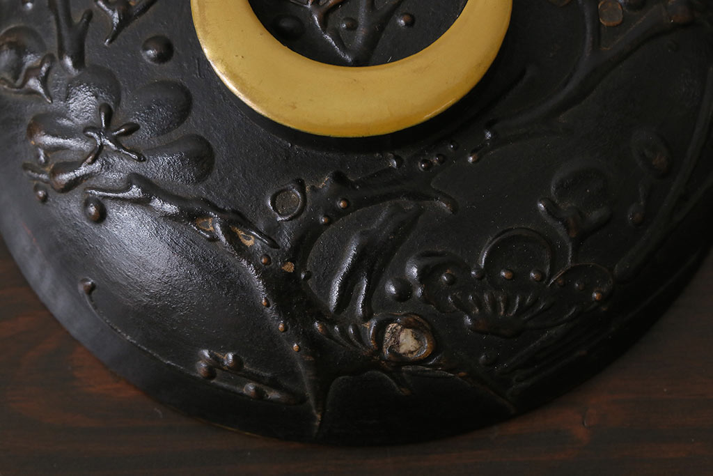和製アンティーク　鉄錆蒔絵　赤富士の図　和モダンな蓋付椀(漆器)4客セット