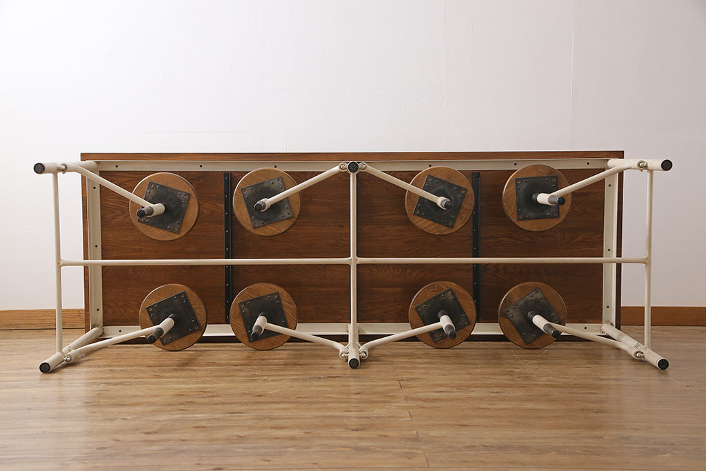 ラフジュ工房オリジナル 8脚格納スツール付きテーブル(ペイント作業台、机)(1)