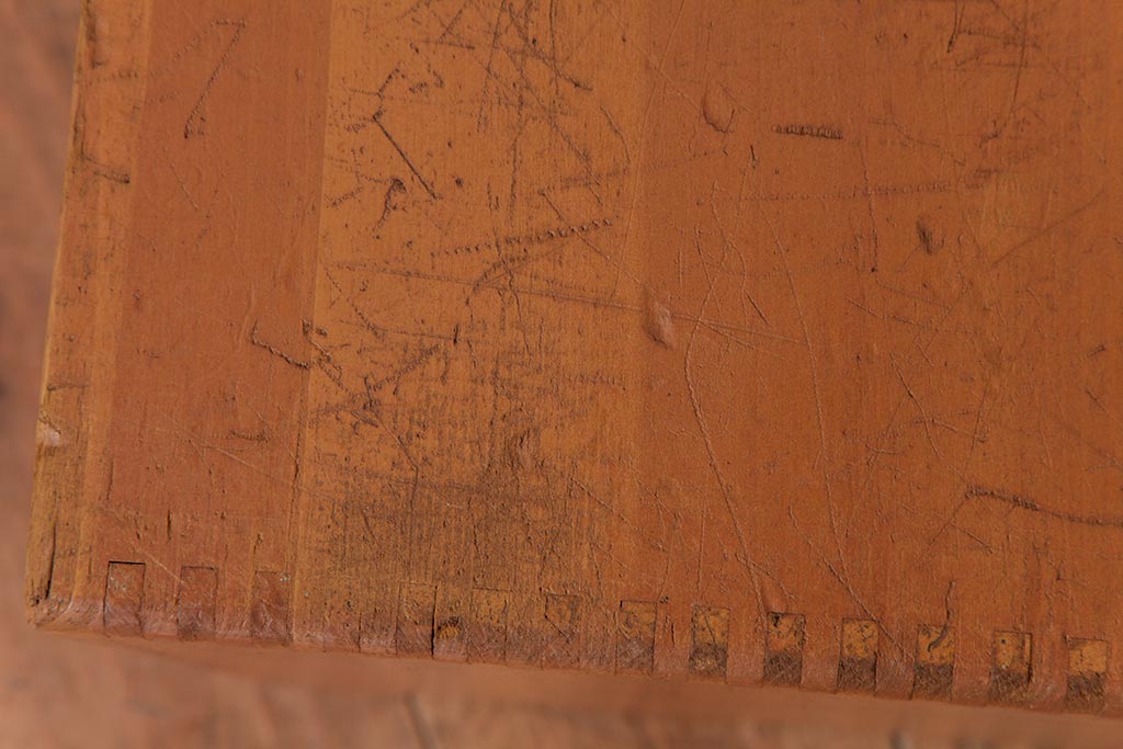 アンティーク雑貨　昭和レトロ　キューブ型の大きな積み木【立方体・大】(スツール、飾り台、花台、ディスプレイ雑貨)(3)