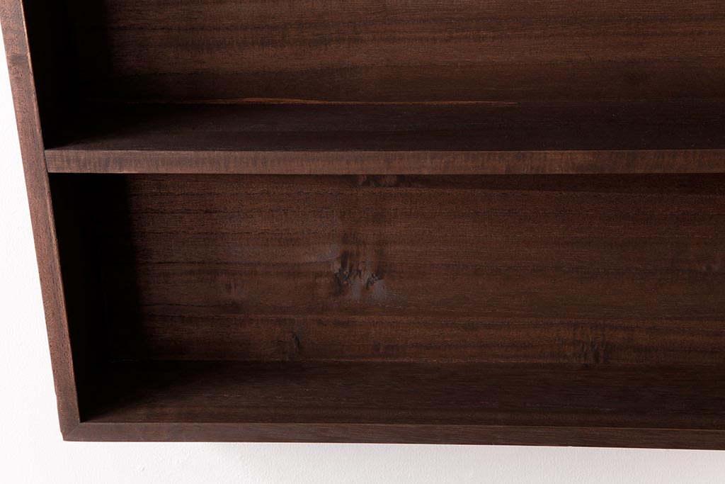 和製アンティーク　リメイク家具　桐材　柔らかな雰囲気を漂わせる壁掛け棚・2段(ウォールシェルフ、飾り棚、ディスプレイラック)