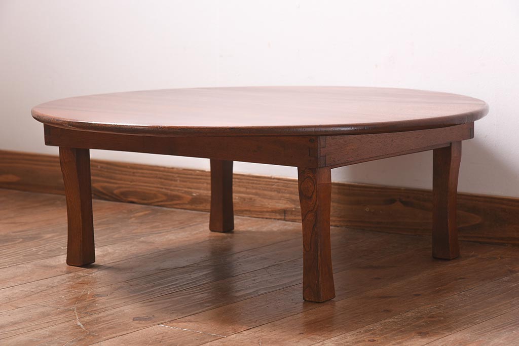 レトロ家具　昭和初期　折り畳み式　レトロな雰囲気が魅力の丸ちゃぶ台(ローテーブル、座卓)