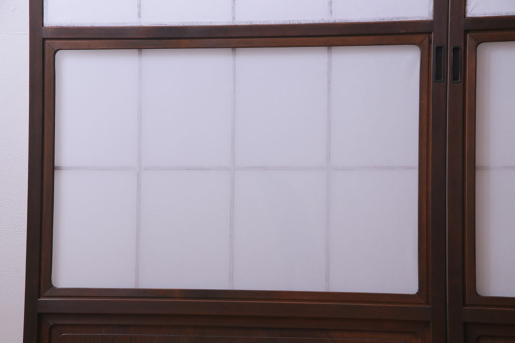昭和中期　和の風情あふれる佇まいが魅力の摺り上げ雪見障子戸2枚セット(引き戸、建具)(1)