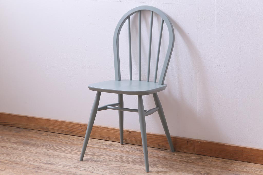 イギリスビンテージ　ペイント家具　ERCOL(アーコール)　爽やかなカラーが魅力のフープバックチェア(椅子、ダイニングチェア)