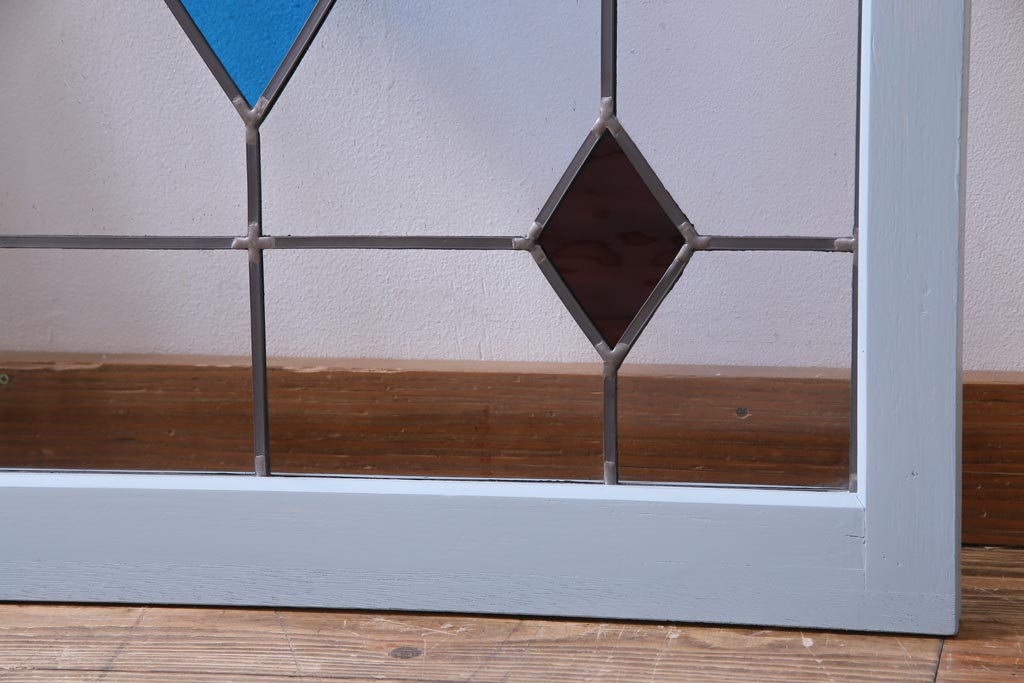 ラフジュ工房オリジナル　古建具リメイク　ステンドグラスがおしゃれな戸棚(収納棚、サイドボード)