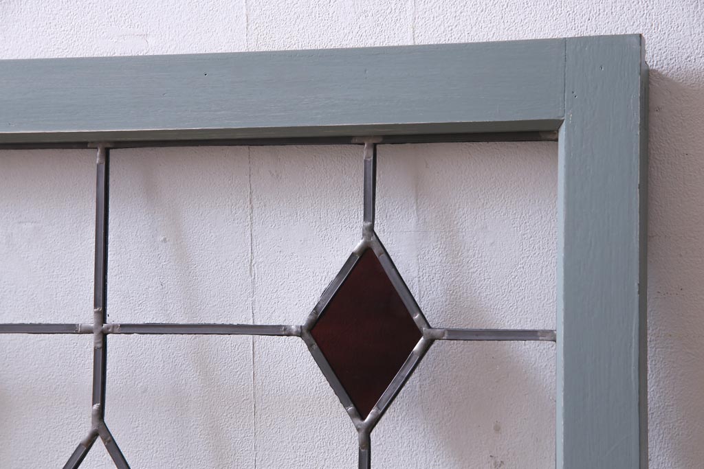 ラフジュ工房オリジナル　古建具リメイク　レトロモダンなステンドグラス入り戸棚(収納棚、サイドボード)