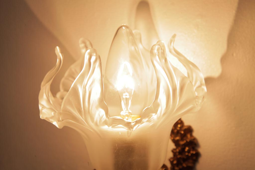 フランスアンティーク　シックなデザインのウォールブラケットライト(壁掛け照明、ランプ)