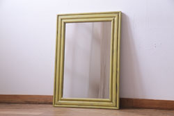 アンティーク雑貨　北欧家具　チーク材製　おしゃれなフレームの壁掛けミラー(鏡)(2)