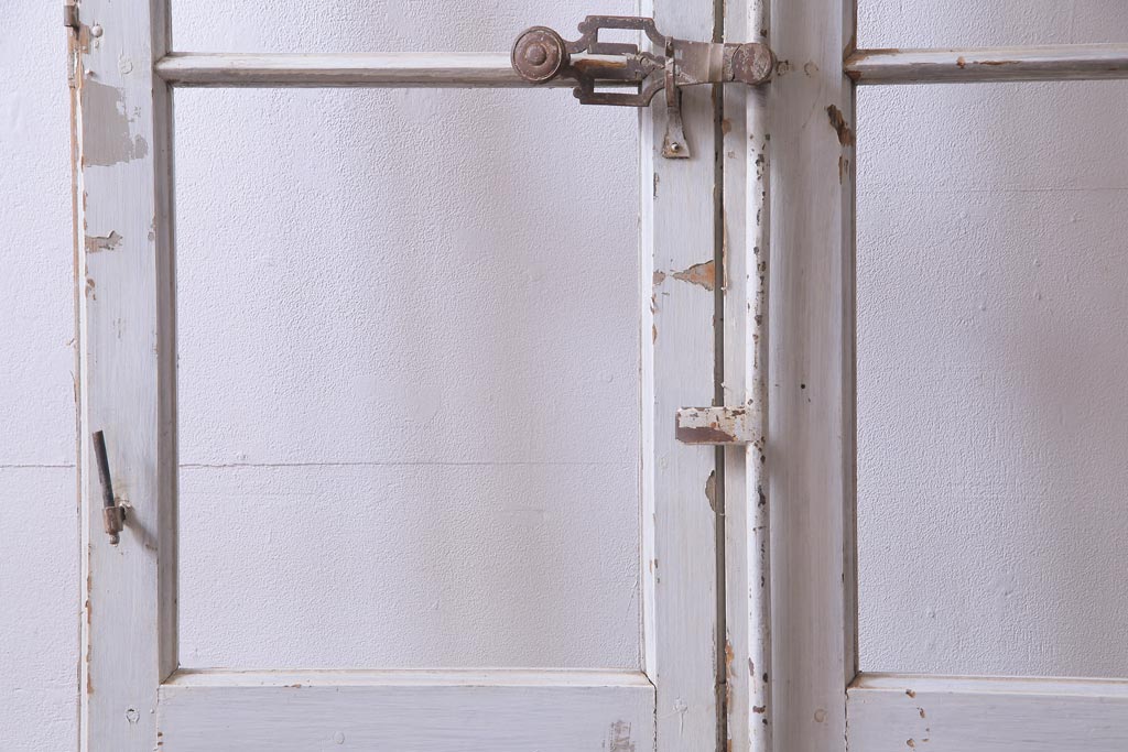 フランスアンティーク　両開き　DIYにおすすめなフレンチシャビーの親子ドア(扉、両開き戸、建具)