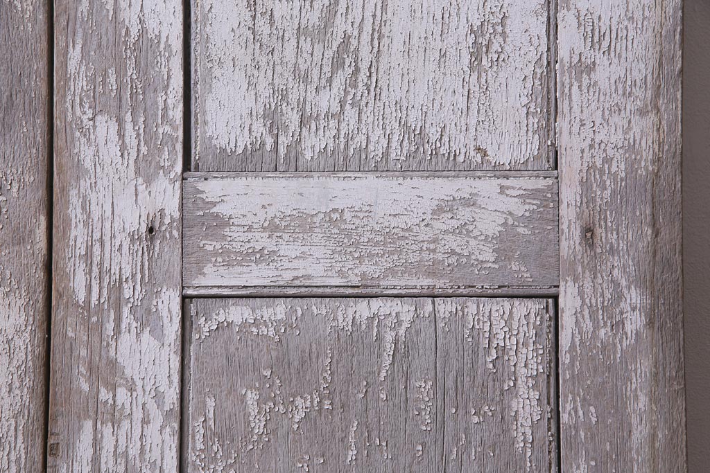 フランスアンティーク　シャビーな美しさが漂うペイントドア一対(木製扉、親子ドア、ディスプレイ)